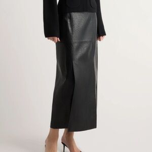Modern Citizen Rama Front-Vent Vegan Leather Skirt - Black - 1X $162